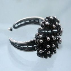 black silver ball ring