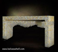 table cabinet made from seashell mosaic decorative