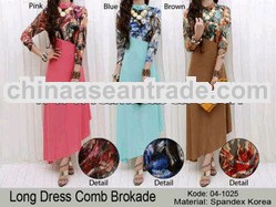 Asymetric Abstract Brocade Long Sleeve Midi Dress