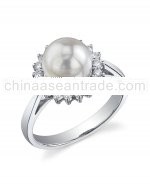 Akoya Pearl & Diamond Solar Ring- Choose Your Pearl Color