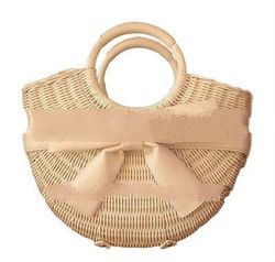 Rattan Bag with Ribbon