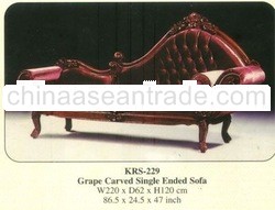 Grape Carved Single Ended Sofa Mahogany Indoor Furniture.