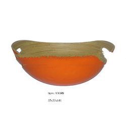 Spun Oval Bamboo Salad Serving Bowl