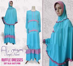 Ruffle Dresses Blue Meadow-Dusty Pink 1 Set