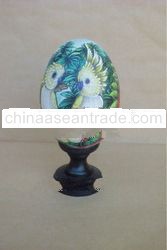 Wooden Duck Egg With "Bird"