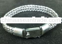 BFMN0009 - Sterling Silver Crossed Braided Bracelet