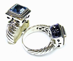 Silver Ring with stone and twisted wire