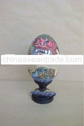 Wooden Duck Egg With "Barong Dance"