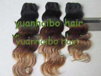4A grade wholesale price 10-40" ombre color #1b/33/27 body wave peruvian virgin hair