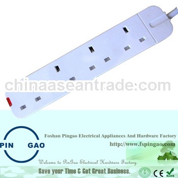 4 Way 4 Gang UK Plug Socket Extensions Surged Protector