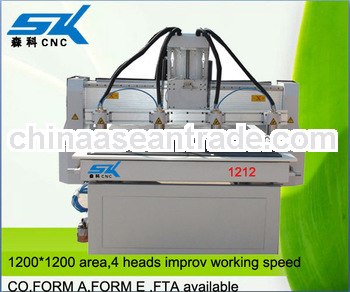 4 head high efficiency advertising cnc router 1212