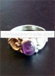 Carved Silver Stone ring