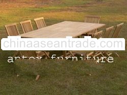 Teak Garden and Outdoor Furniture: Recta Extending Table With Standard Folding Chair