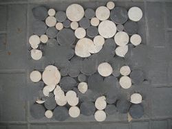 Stone Mosaic Cut Slices Round Tile Interlocking