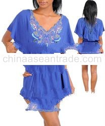 STYLE DBZ23: EMBROIDERED NECKLINE DRESS