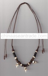 Adjustable Necklace w. Wood Bead
