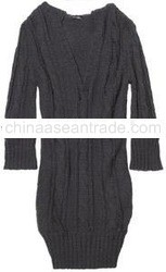 cable long hoodie sweaters