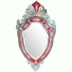 Venetian mirror oval red
