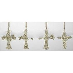 Set of 12 Antique Chic Porcelain Cross Christmas Ornaments