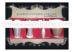 A Thai Natural Bamboo Covered Ceramic 02, Thai Vase product, Made in Thailand, Handmade crafts Produ