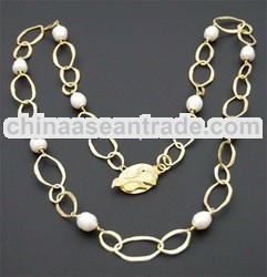 Brass necklace with Pearls