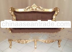 French Style Living Room Sofa Antique Reproduction Chair Mahogany Painted Wood Classic Sofa Two Seat