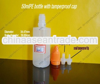 50ml PE white and semilucent e-cigarette liquid bottle with childproof/tamper cap