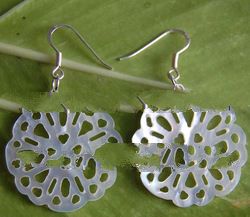 earring shell carving with silver925 art