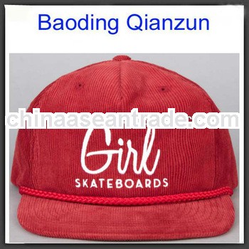 5 panel corduroy fit leater strap flat brim baseball cap