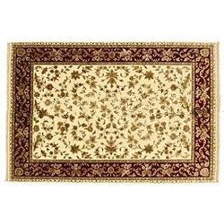 Ziba Rugs Hand-knotted Wool & Silk Rug, Gold Floral on Red Pattern