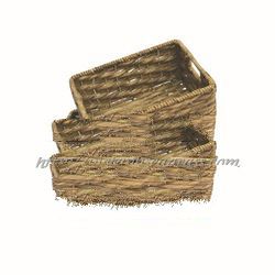 hand made water hyacinth rectangular storage basket