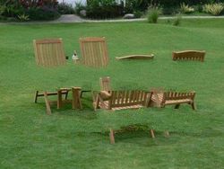 Teak Garden Furniture: Teak Rectangular Table with 5-positions Folding Chair