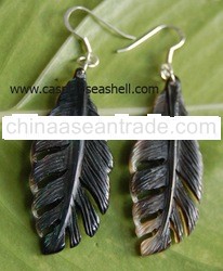 seashell carving art e arring bali silver