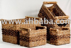 Set of 4 Storage Baskets made from Abaca and Hyacinth