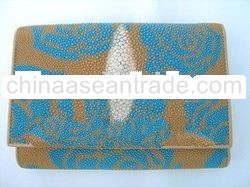 100% Genuine Stingray Skin Leather Clutch Wallet Purse