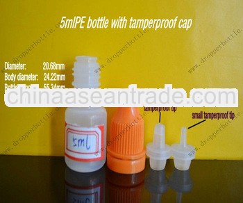 5m PE disposable e-cigarette bottle / disposable e-cigarette bottle with Tamperproof caps