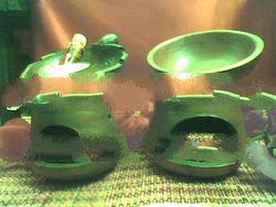 LEAF AND SAUCER CLAY OIL BURNER