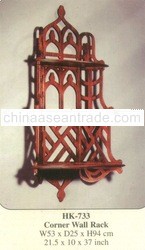 Corner Wall Rack Mahogany Indoor Furniture