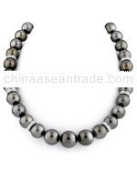 12-15mm Chocolate Tahitian Pearl Necklace with Rondelles