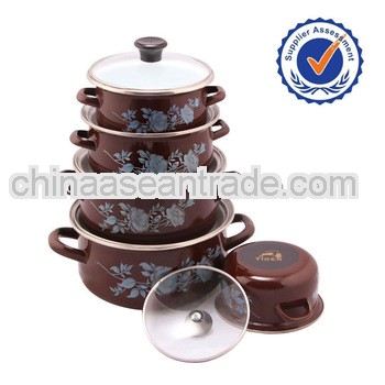 5pcs Glass Lid Enamelware Set