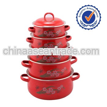 5pcs Red Enamel Casserole