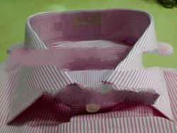 Men shirt - Pink white stripes 100% cotton