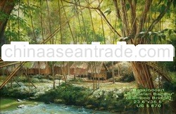 Jembatan Bambu (Bamboo Bridge) code: AM 14 Oil Painting