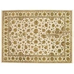 Ziba Rugs Hand-knotted Wool & Silk Rug, Gold Floral on White Pattern