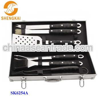 6pcs stainless steel bbq tool set,barbecue accessories with aluminium case
