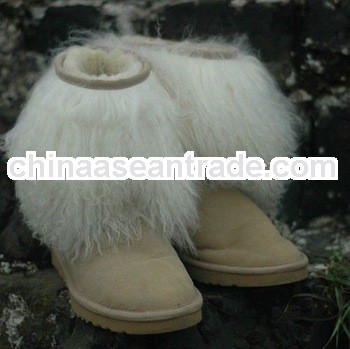 7032 - Women's sheepskin winter snow boots with mogolian lamb fur