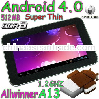 7" Allwinner A13 Metal Edtion Android Tablet Actions 1GHZ Android4 Tablet PC with WiFi Skype 3G