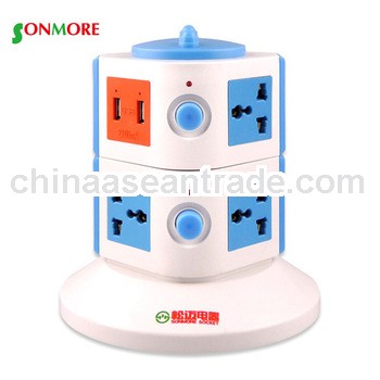 8 way fireproofing power strip with schuko plug&universal socket with usb