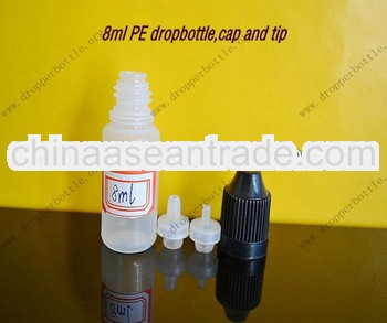 8ml PE bottle with child proof cap with thin tip plastic eye dropper bottles