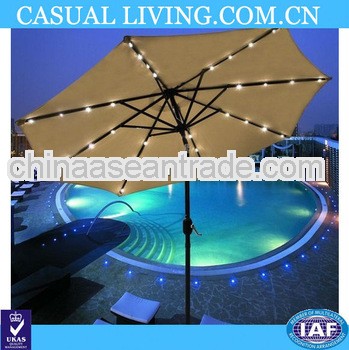 9ft patio solar umbrella led waterproof aluminum deck garden parasol powered tan